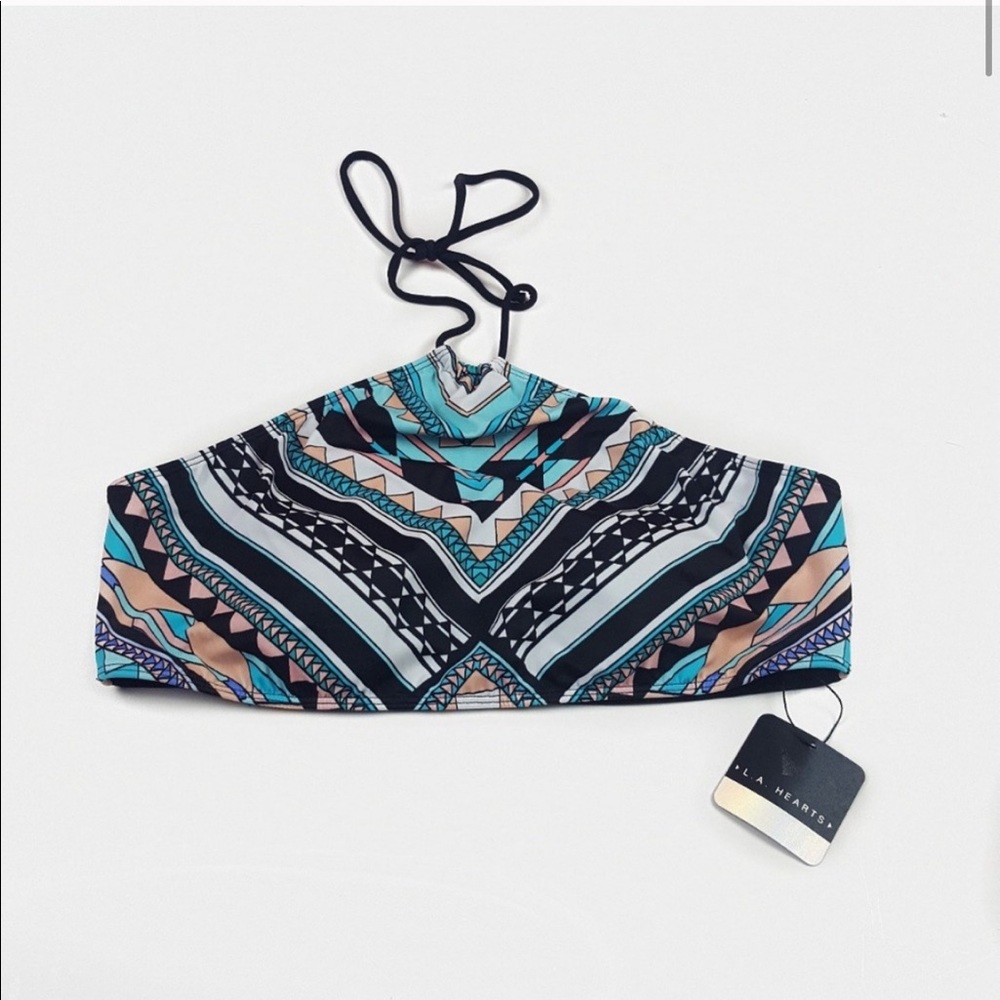 LA Hearts Patterned Halter Bikini Top